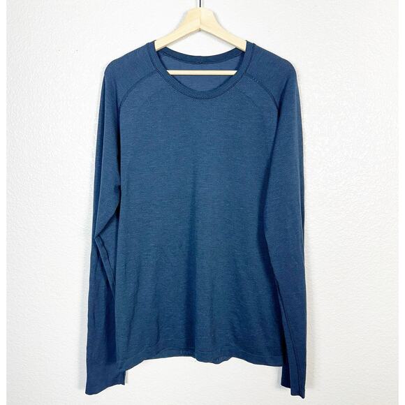 Lululemon Mens Metal Vent Tech Long Sleeve Crew Neck Shirt in Blue Size Large - Picture 1 of 7